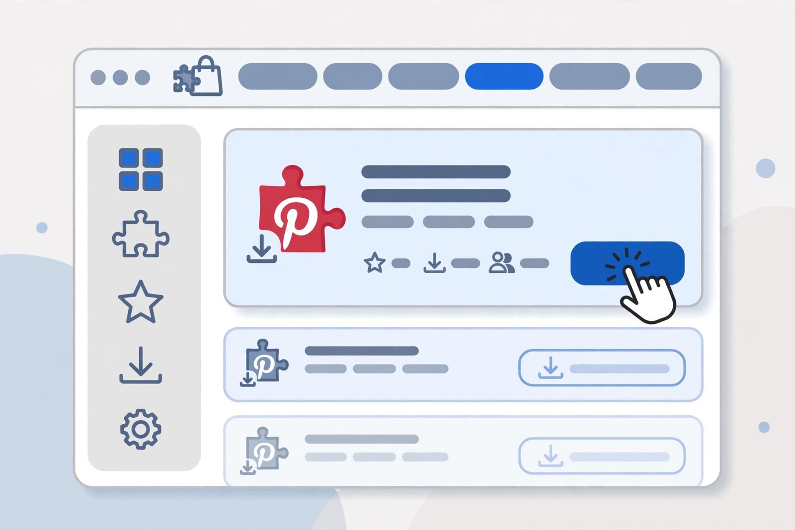 Firefox add-ons store page with a Pinterest downloader add-on and Add to Firefox button