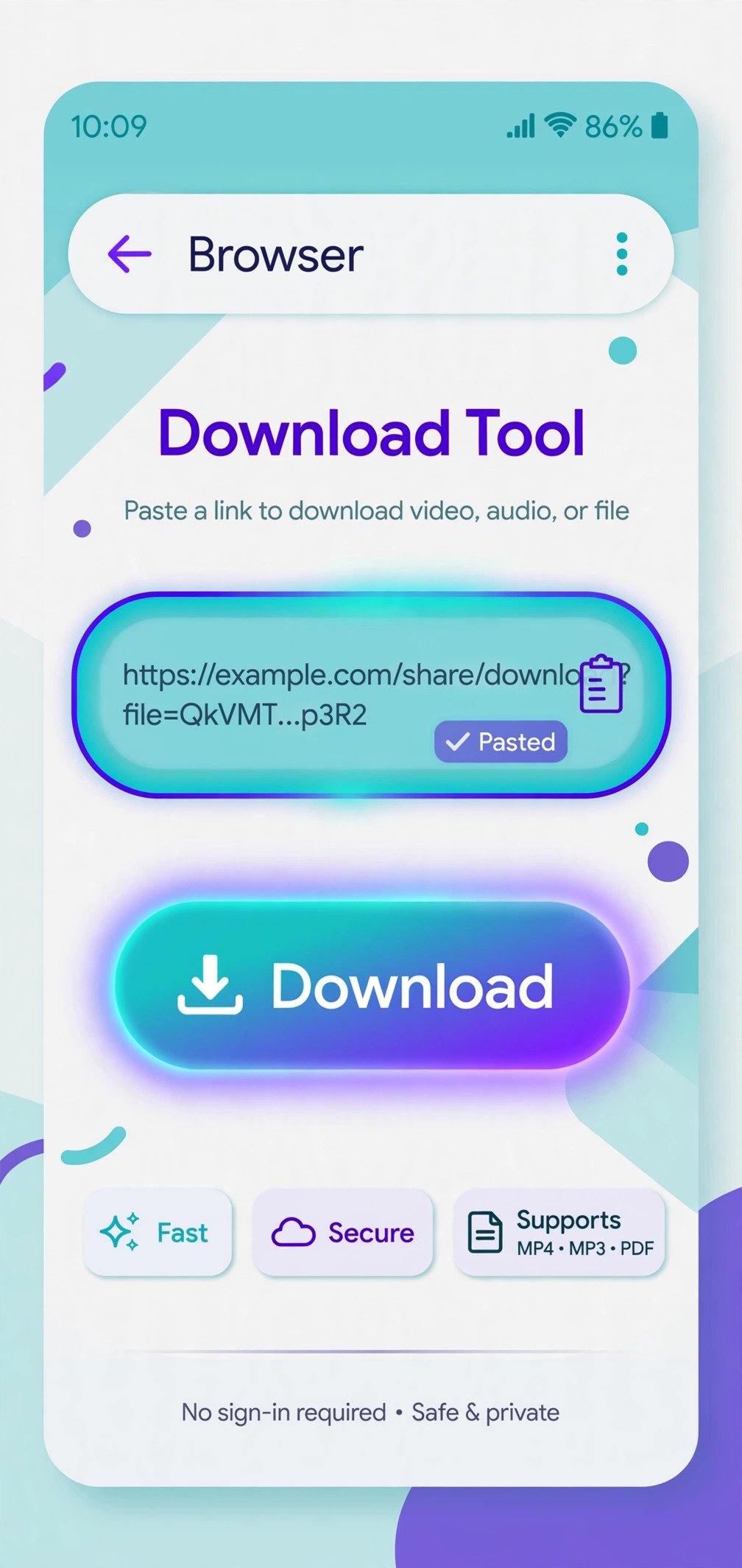 Paste Pinterest link into PintoDownload on Android Chrome