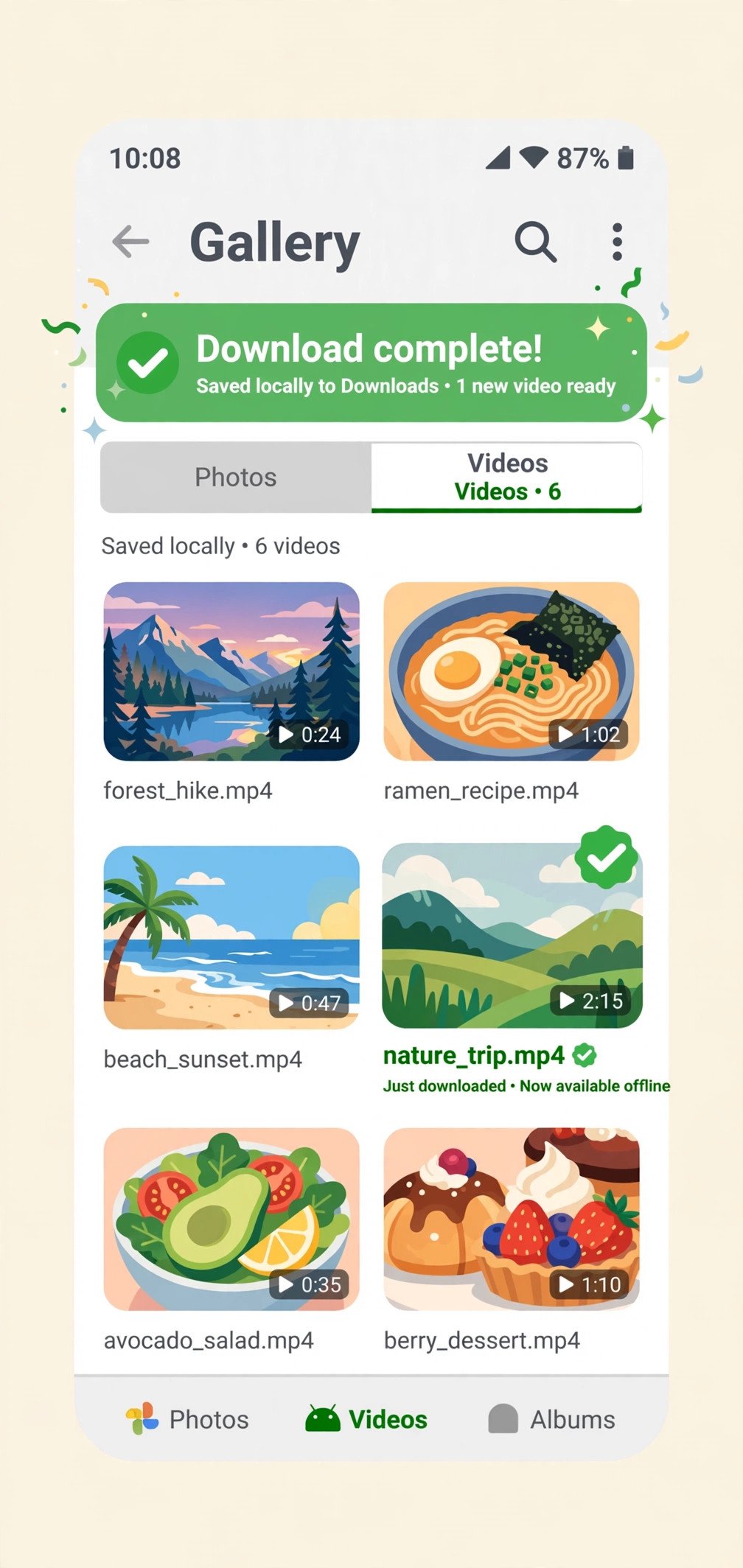 Pinterest video saved in Android gallery app